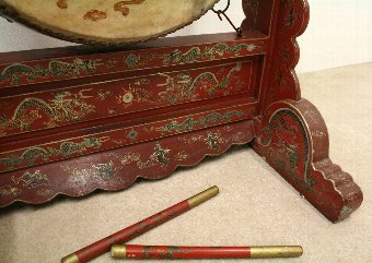 Antique Japanese Drum on Stand