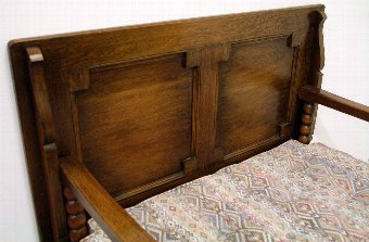 Antique Jacobean Style Golden Oak Monks Bench