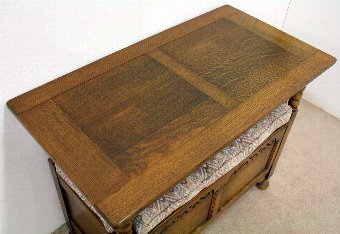 Antique Jacobean Style Golden Oak Monks Bench
