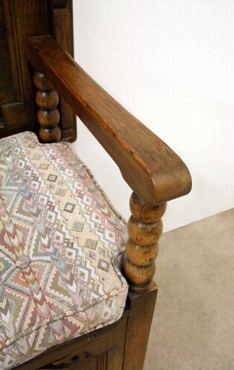 Antique Jacobean Style Golden Oak Monks Bench