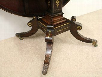 Antique Regency Rosewood and Brass Inlaid Breakfast Table