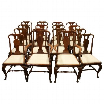 Set of 16 Queen Anne Style Mahogany Dining Chairs