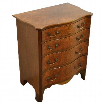 George III Style Burr Walnut Serpentine Chest of Drawers