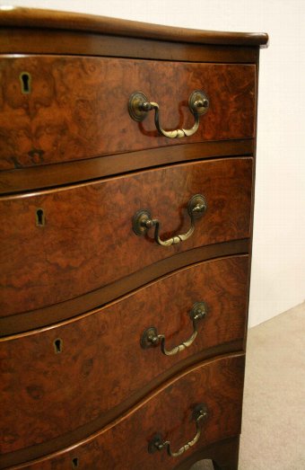 Antique George III Style Burr Walnut Serpentine Chest of Drawers