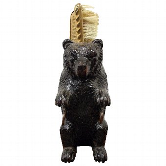 Antique Black Forest Bear Brush Holder