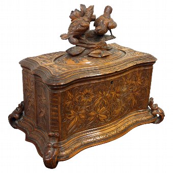 Black Forest Carved Fruitwood Tea Caddy