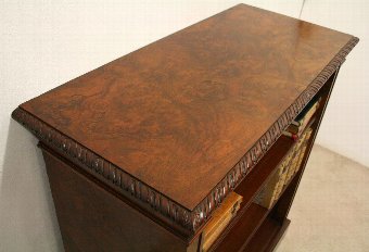 Antique Mid Victorian Burr Walnut Open Bookcase