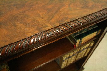 Antique Mid Victorian Burr Walnut Open Bookcase