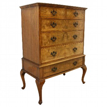 Georgian Style Burr Walnut Chest on Stand
