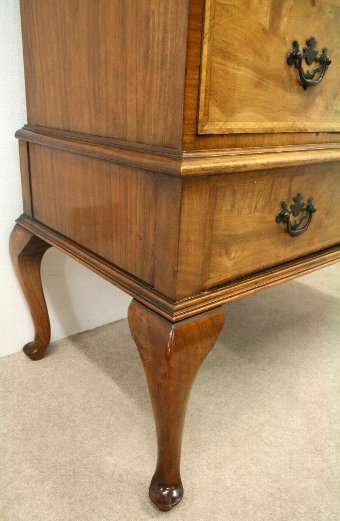 Antique Georgian Style Burr Walnut Chest on Stand