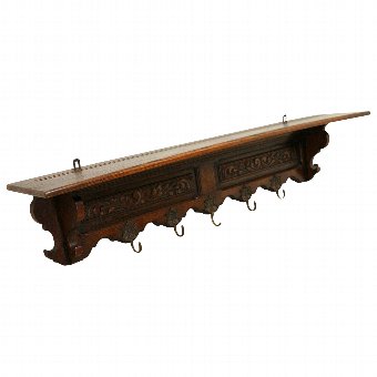 Dutch Carved Oak Coat Rack