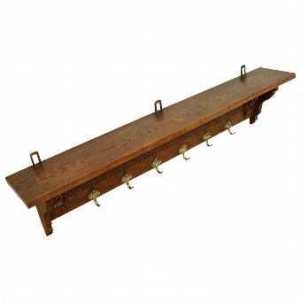 Antique Carved Oak Coat Rack