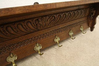 Antique Carved Oak Coat Rack