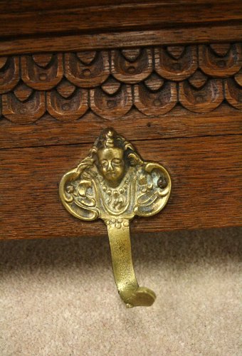 Antique Carved Oak Coat Rack