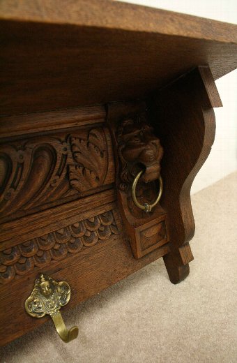 Antique Carved Oak Coat Rack