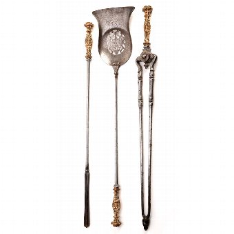 Set of 3 Steel and Brass Fire Irons