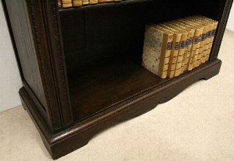 Antique Late Victorian Carved Oak Open Bookcase