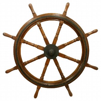 Teak and Brass Bound Ships Wheel