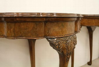 Antique Pair of Georgian Style Burr Walnut Card Tables