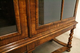 Antique William & Mary Style Figured Walnut Display Cabinet