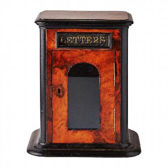 Antique Victorian Walnut and Ebonised Post Box