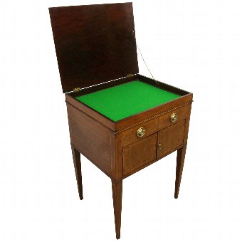 Late George III Mahogany Lift Top Dressing Table