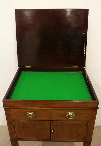 Antique Late George III Mahogany Lift Top Dressing Table