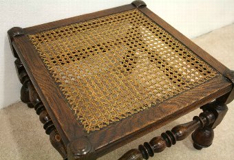 Antique Small Oak Jacobean Style Stool