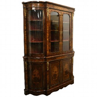 Mid Victorian Marquetry Display Cabinet