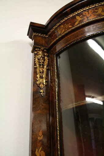 Antique Mid Victorian Marquetry Display Cabinet