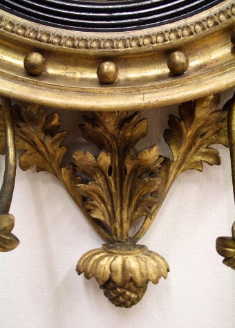 Antique Pair of Regency Giltwood Convex Mirrors