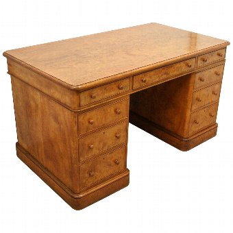 Early Victorian Satinwood Pedestal Desk