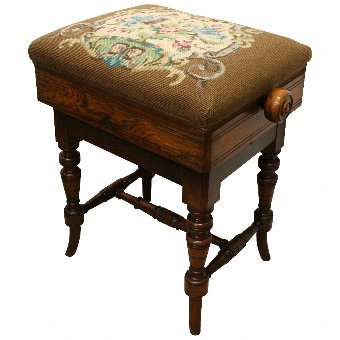 Antique Late Victorian Adjustable Rosewood Piano Stool