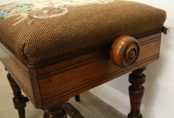 Antique Late Victorian Adjustable Rosewood Piano Stool