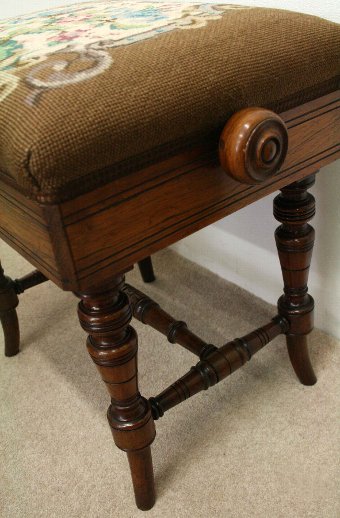 Antique Late Victorian Adjustable Rosewood Piano Stool