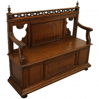 French Carved Oak Hall Bench