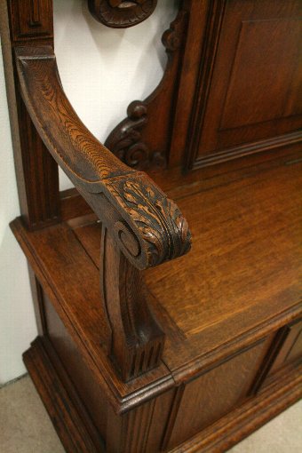 Antique French Carved Oak Hall Bench