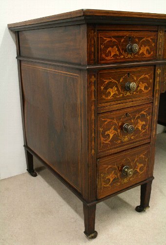 Antique Late Victorian Marquetry Rosewood Desk