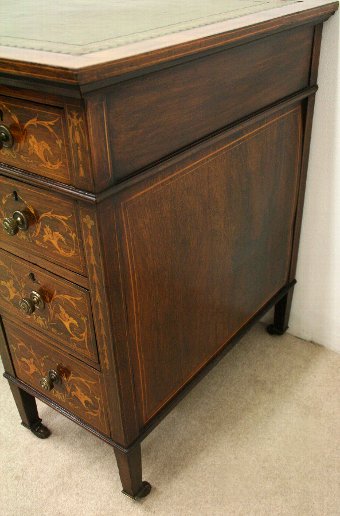 Antique Late Victorian Marquetry Rosewood Desk