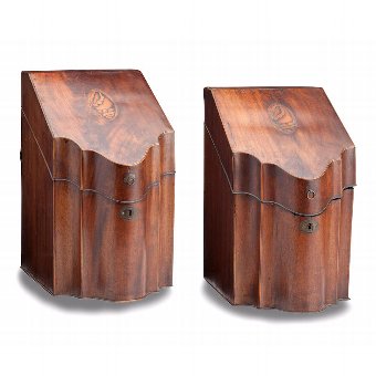 Pair of George III Mahogany Inlaid Knife Boxes