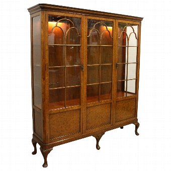 Walnut and Burr Walnut Display Cabinet