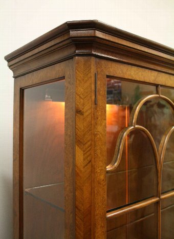 Antique Walnut and Burr Walnut Display Cabinet
