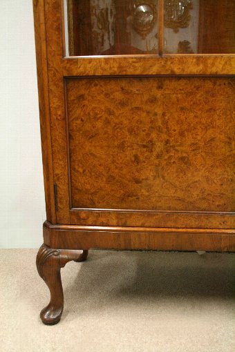 Antique Walnut and Burr Walnut Display Cabinet