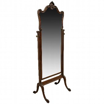 Chippendale Style Carved Mahogany Cheval Mirror