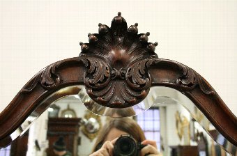 Antique Chippendale Style Carved Mahogany Cheval Mirror