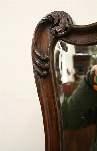 Antique Chippendale Style Carved Mahogany Cheval Mirror