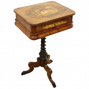 French Walnut and Marquetry Work Table