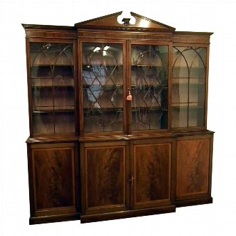 George III Mahogany Inlaid Cabinet Bookcase