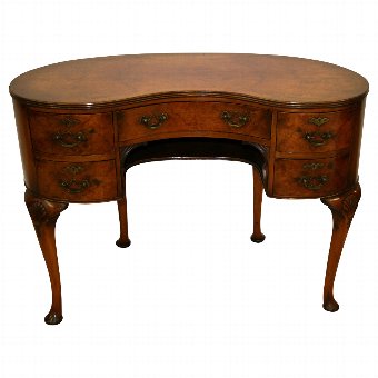 Burr Walnut Kidney Shaped Desk/Dressing Table
