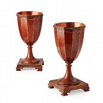 Pair of Edwardian Mahogany Urns